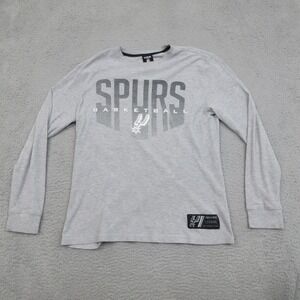 San Antonio Spurs Shirt Men L Grey Thermal Waffle Knit Lg Logo NBA Basketball